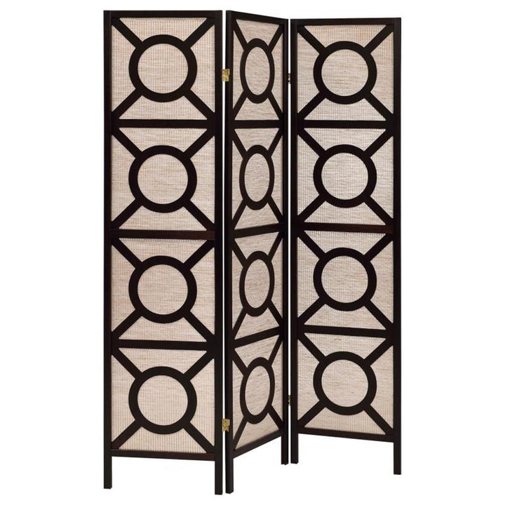 Vulcan 3-panel Geometric Folding Screen Tan and Cappuccino (900090)