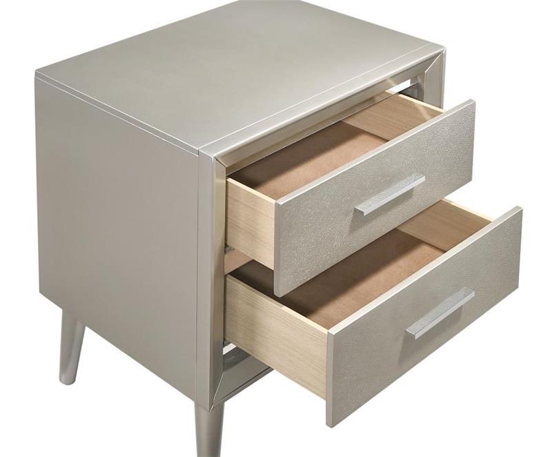 Ramon 2-drawer Nightstand Metallic Sterling (222702)