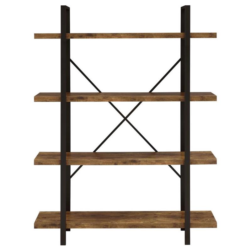 Cole 4-Shelf Bookcase Antique Nutmeg and Black (805806)