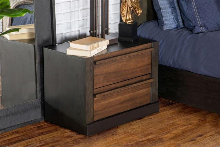 Azalia 2-drawer Nightstand Black and Walnut (224282)