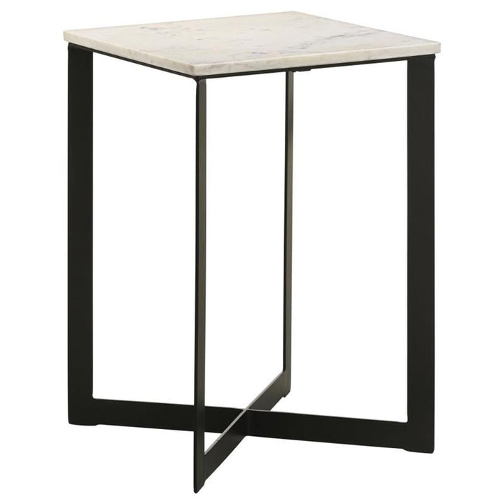 Tobin Square Marble Top End Table White and Black (707697)