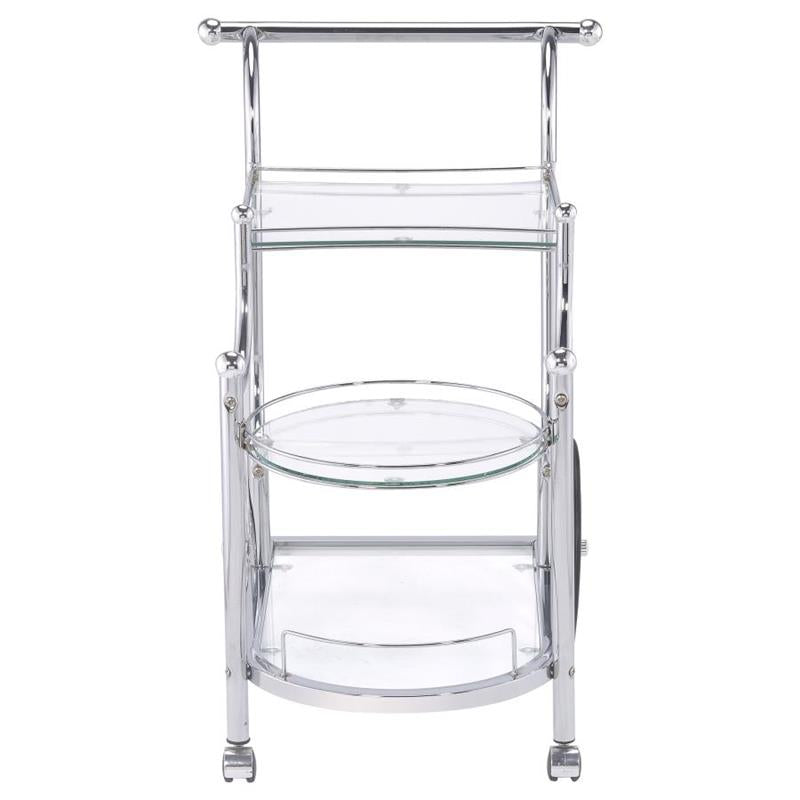 Sarandon 3-tier Serving Cart Chrome and Clear (910076)