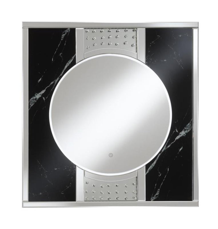Carter Square LED Wall Mirror Silver and Black (963480)