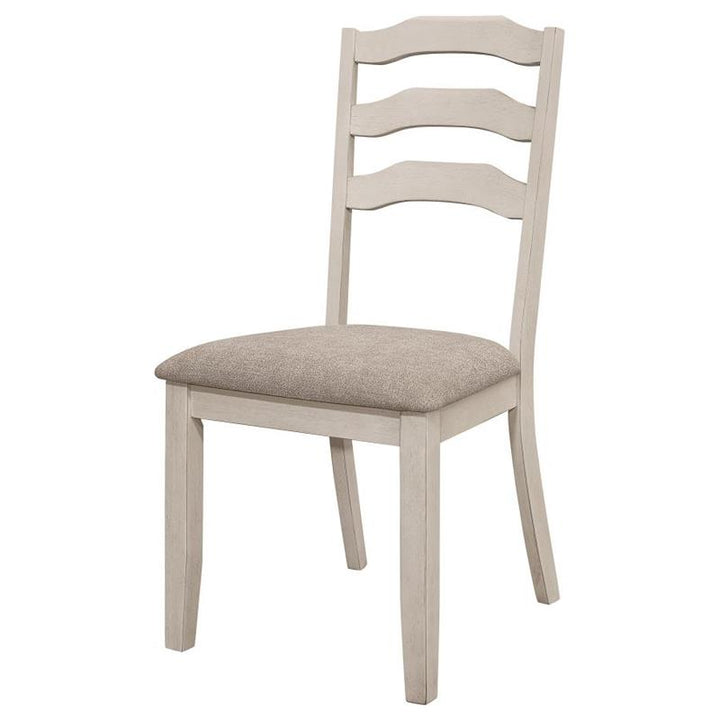 Ronnie Ladder Back Padded Seat Dining Side Chair Khaki and Rustic Cream (Set of 2) (108052)