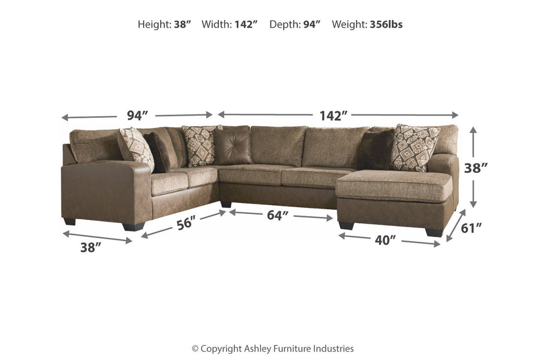 Abalone 3-Piece Sectional with Chaise (91302S2)