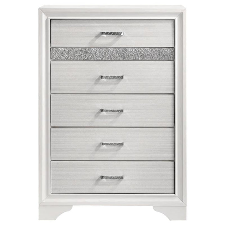 Miranda 5-drawer Chest White and Rhinestone (205115)