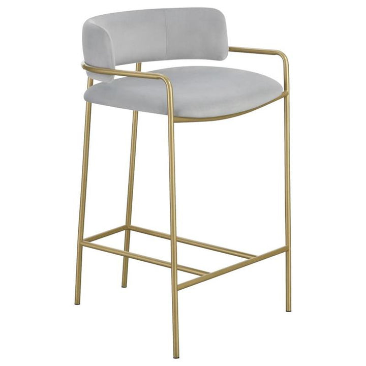 Comstock Upholstered Low Back Stool Grey and Gold (182159)