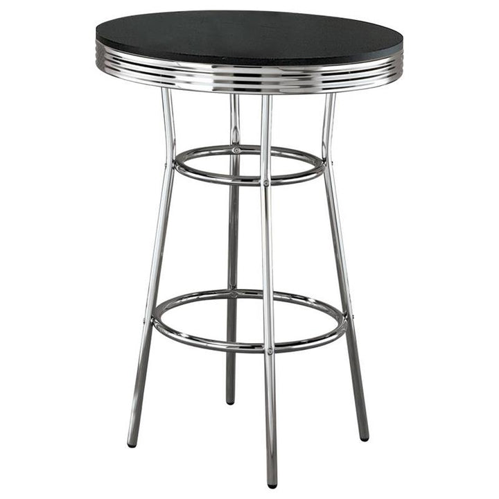 Theodore Round Bar Table Black and Chrome (2405)