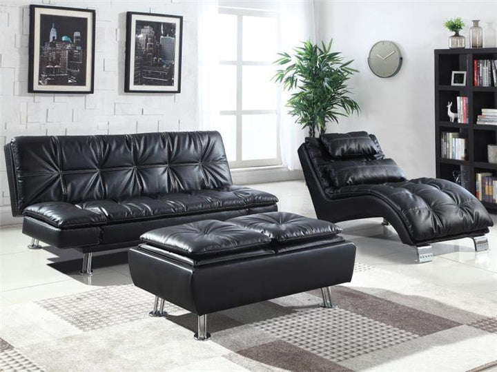 Dilleston Tufted Back Upholstered Sofa Bed Black (300281)