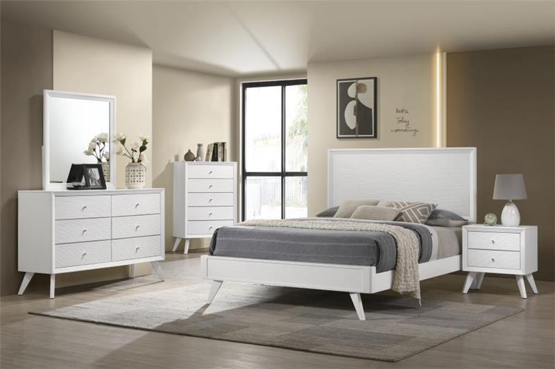 Janelle Eastern King Panel Bed White (223651KE)