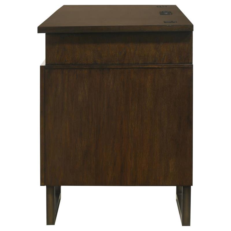 Marshall 5-drawer Credenza Desk With Power Outlet Dark Walnut and Gunmetal (881292)