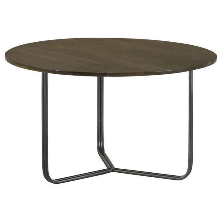 Yaritza Round Accent Table with Triangle Wire Base Natural and Gunmetal (935995)