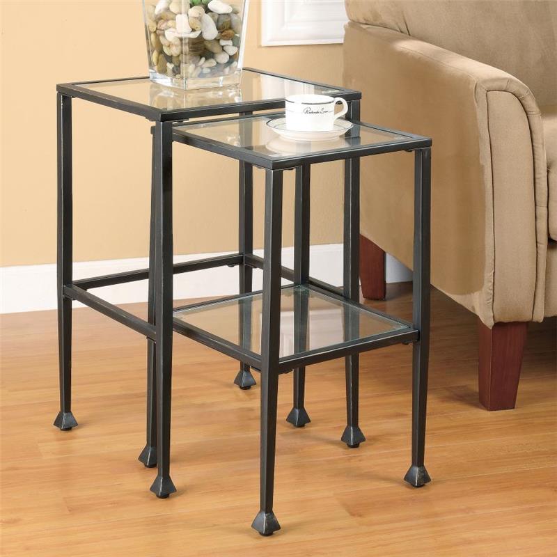 Leilani 2-piece Glass Top Nesting Tables Black (901073)