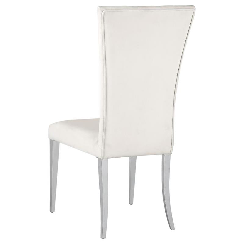 Kerwin Tufted Upholstered Side Chair (Set of 2) White and Chrome (111102)