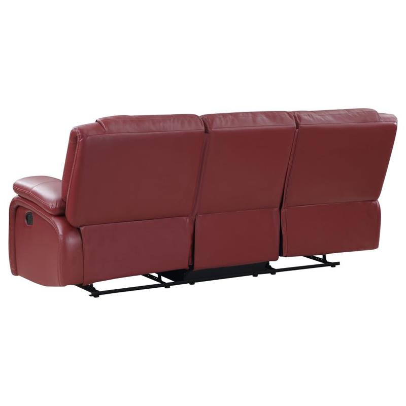 Camila 2-piece Upholstered Reclining Sofa Set Red Faux Leather (610241-S2)