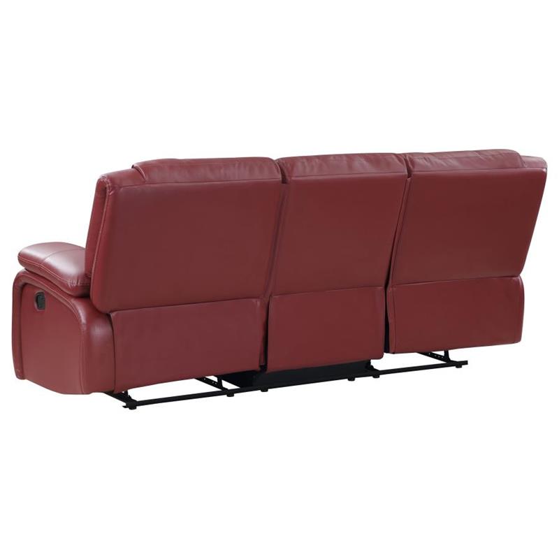 Camila Upholstered Motion Reclining Sofa Red Faux Leather (610241)