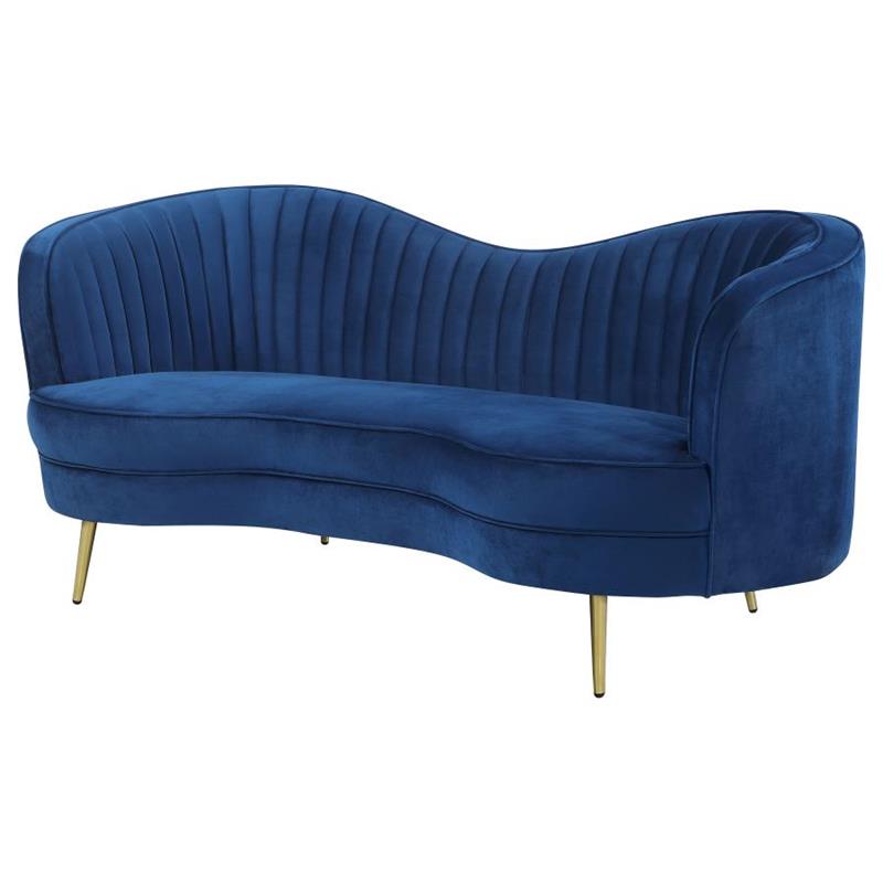 Sophia Upholstered Camel Back Loveseat Blue (506862)