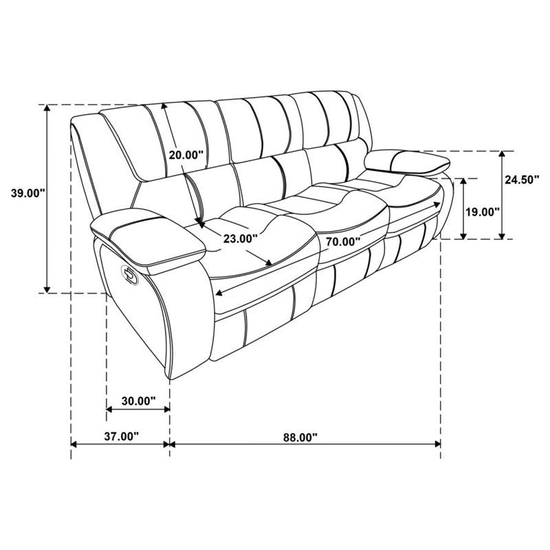 Camila 2-piece Upholstered Reclining Sofa Set Red Faux Leather (610241-S2)