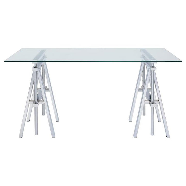 Statham Glass Top Adjustable Writing Desk Clear and Chrome (800900)