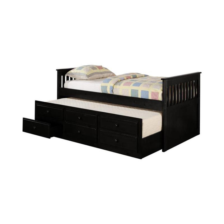 Rochford Twin Captain's Daybed with Storage Trundle Black (300104)