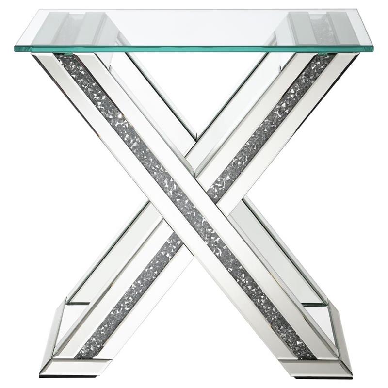 Bonnie X-base Rectangle Glass Top End Table Mirror (707787)