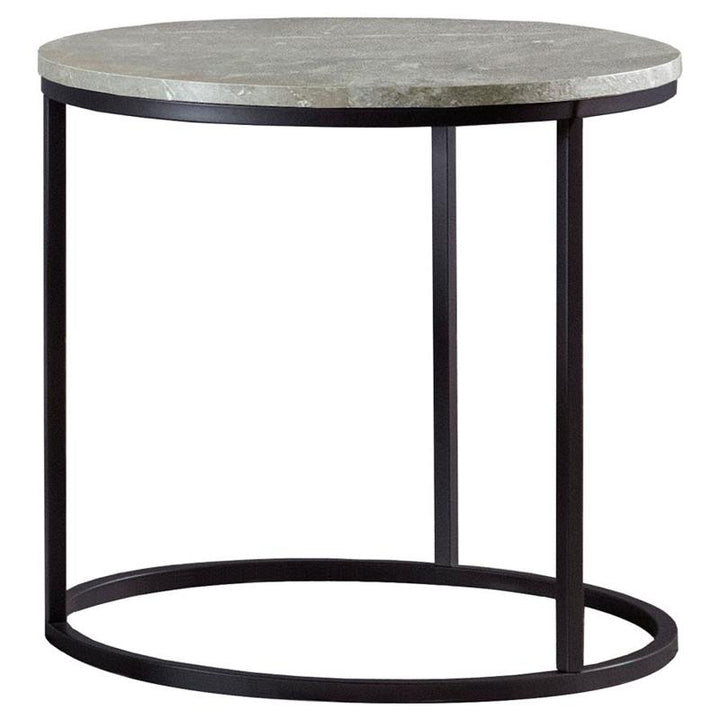 Lainey Faux Marble Round Top End Table Grey and Gunmetal (736027)