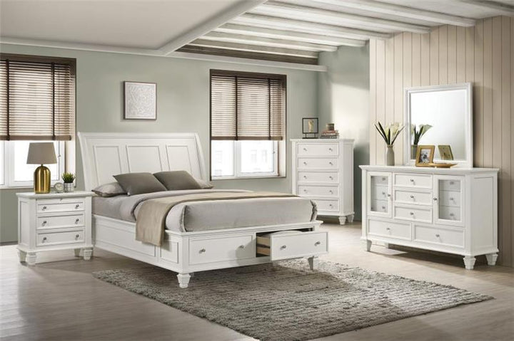 Sandy Beach Storage Bedroom Set with Sleigh Headboard (201309Q-S5)