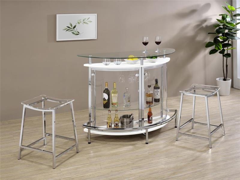 Amarillo 2-tier Bar Unit White and Chrome (101066)