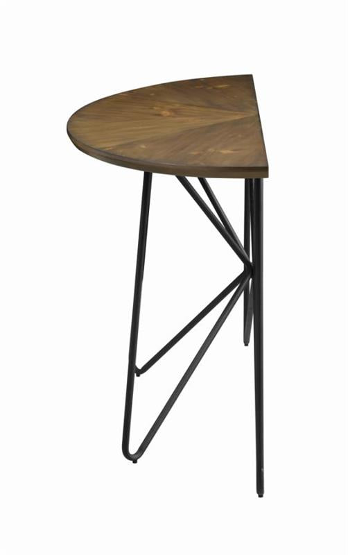 Brinnon Semicircle Sofa Table Dark Brown and Black (722899)