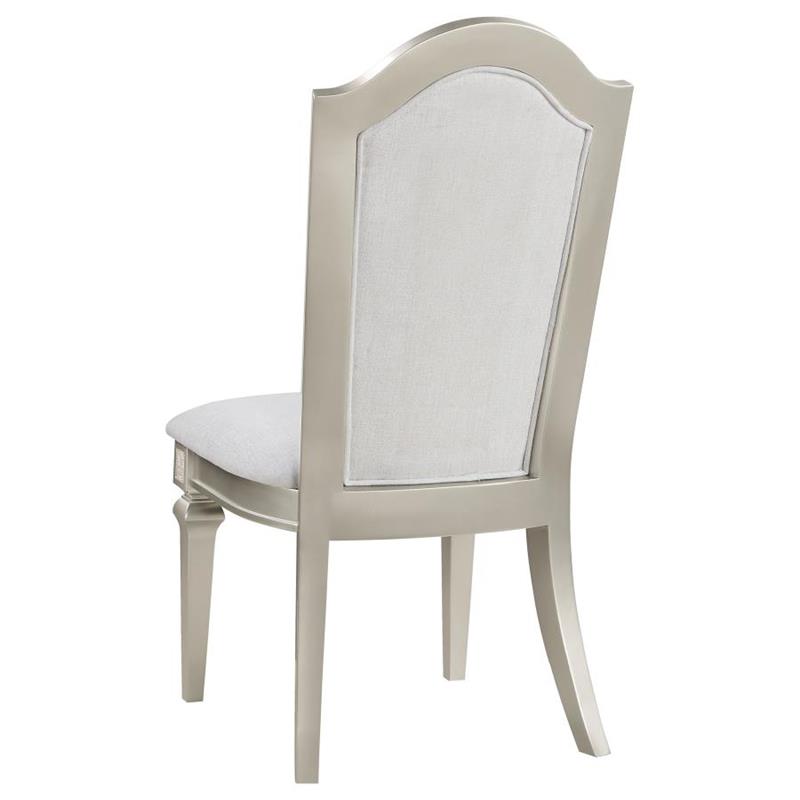 Evangeline Upholstered Dining Side Chair with Faux Diamond Trim Ivory and Silver Oak (Set of 2) (107552)