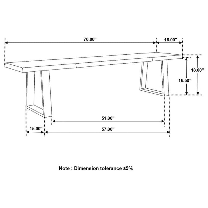 Ditman Live Edge Dining Bench Grey Sheesham and Black (110183)