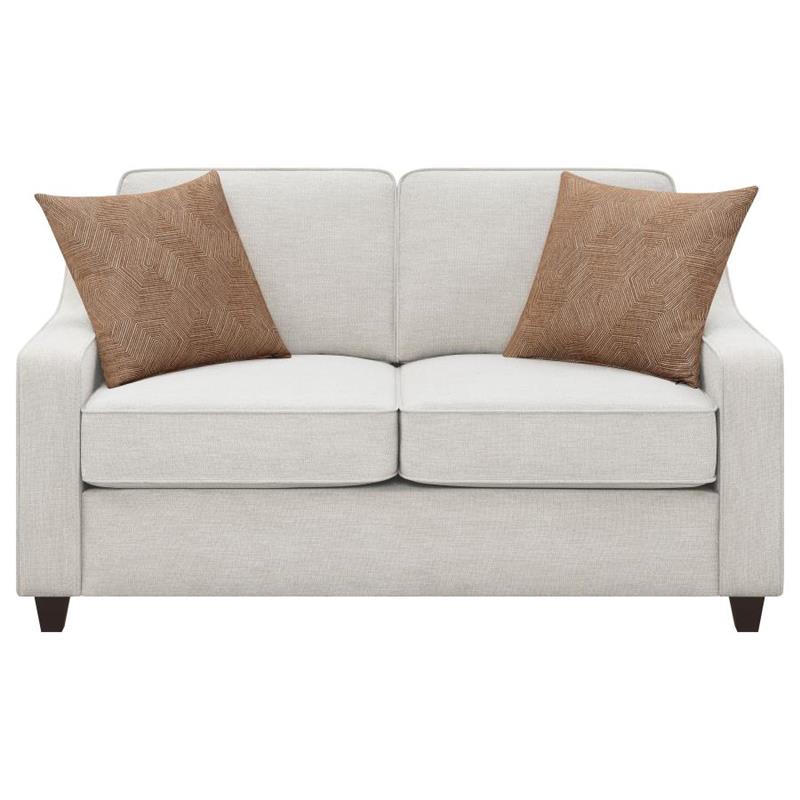 Christine Upholstered Cushion Back Loveseat Beige (552062)