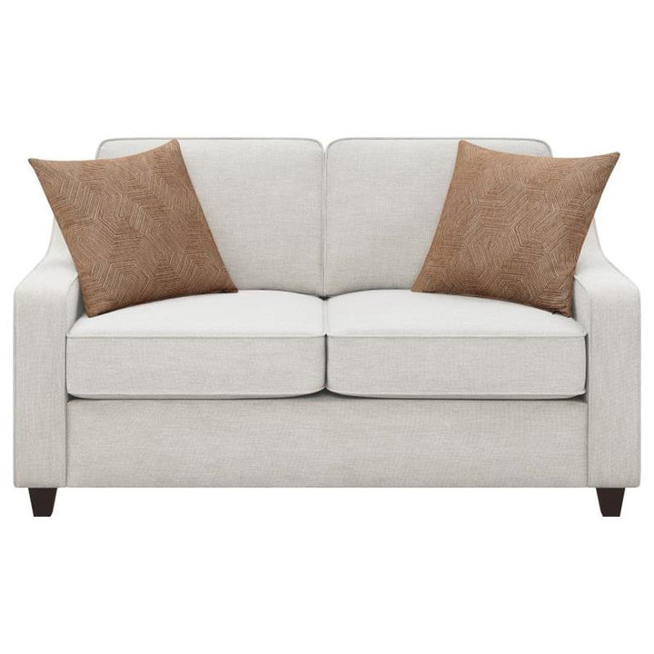 Christine Upholstered Cushion Back Loveseat Beige (552062)