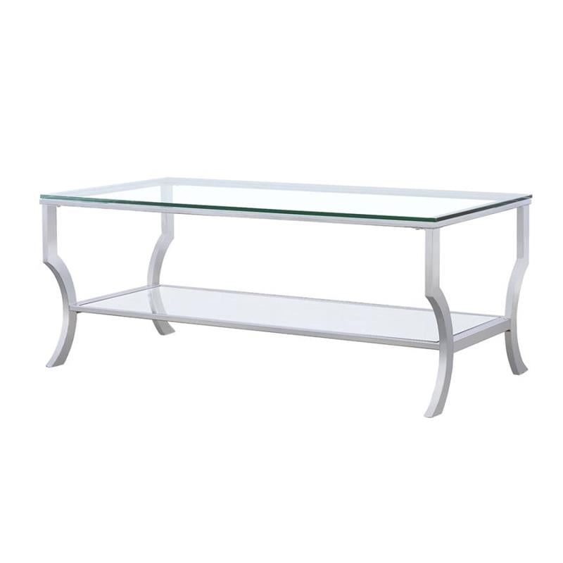 Saide Rectangular Coffee Table with Mirrored Shelf Chrome (720338)