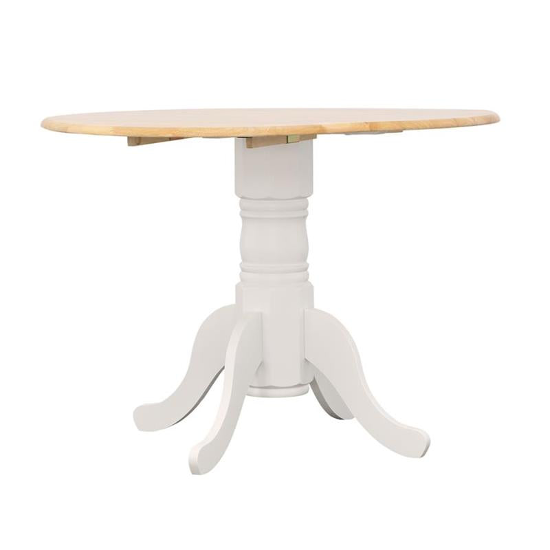 Allison Drop Leaf Round Dining Table Natural Brown and White (4241)