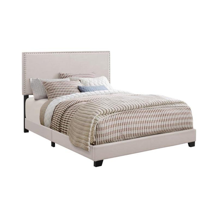 Boyd Twin Upholstered Bed with Nailhead Trim Ivory (350051T)