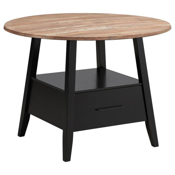 Gibson 1-drawer Round Counter Height Table Yukon Oak and Black (115158)