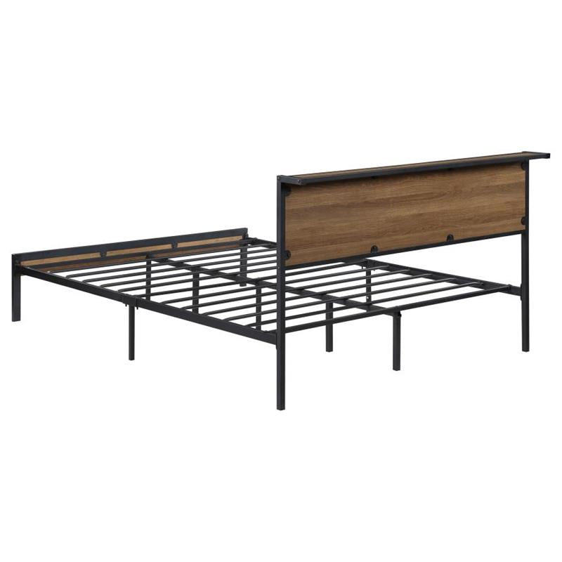 Ricky Full Platform Bed Light Oak and Black (302144F)