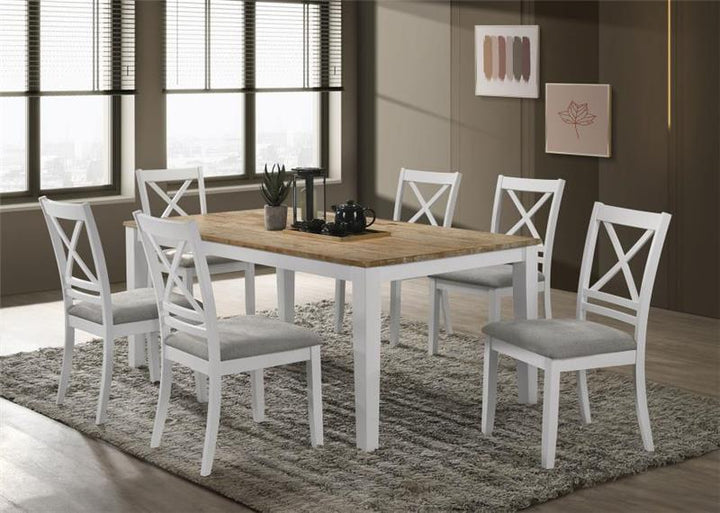 Hollis 7-piece Rectangular Dining Table Set Brown and White (122241-S7)