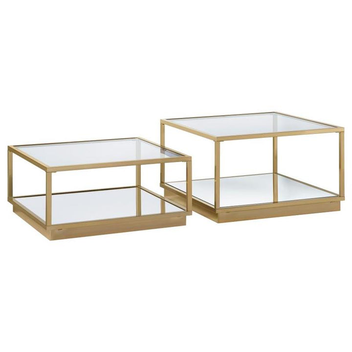 Renee 2-piece Square Occasional Set Rose Brass (722660)