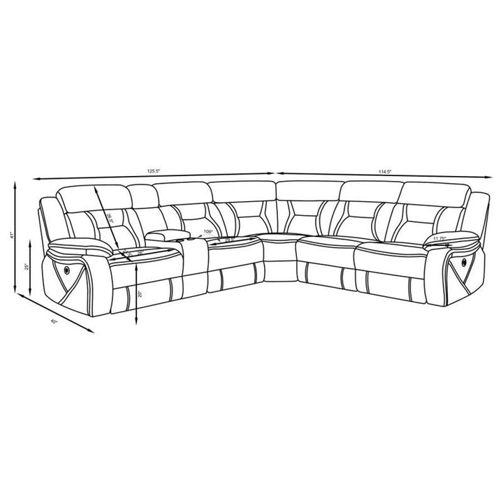 Higgins 4-piece Upholstered Power Sectional Grey (600370)