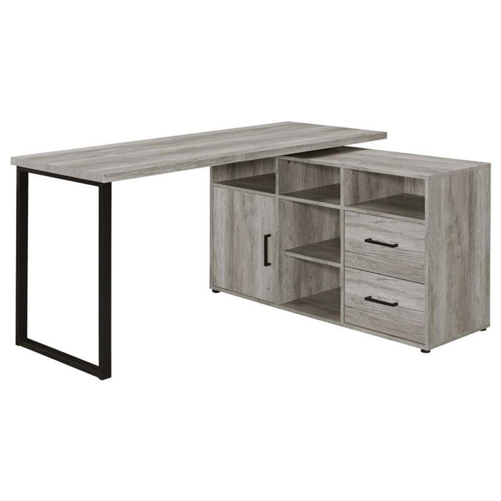 Hertford L-shape Office Desk with Storage Grey Driftwood (804462)