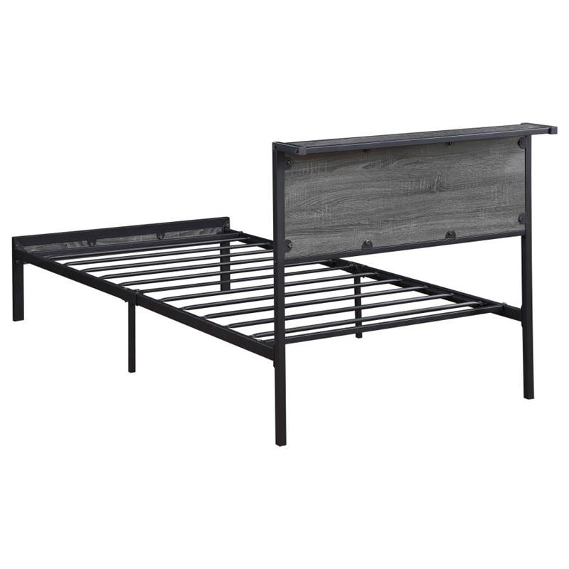 Ricky Twin Platform Bed Grey and Black (302143T)