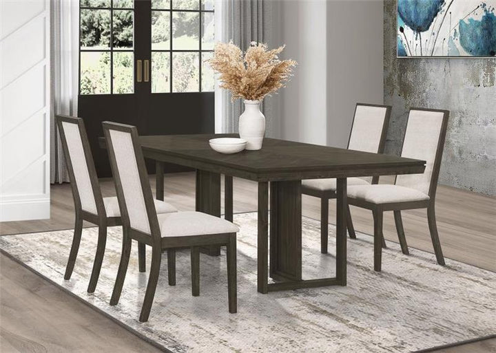 Kelly 5-piece Rectangular Dining Table Set Beige and Dark Grey (107961-S5)