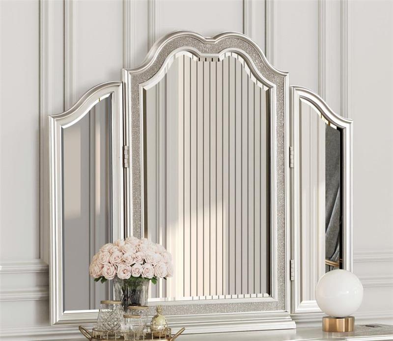 Evangeline Vanity Mirror with Faux Diamond Trim Silver (223398)