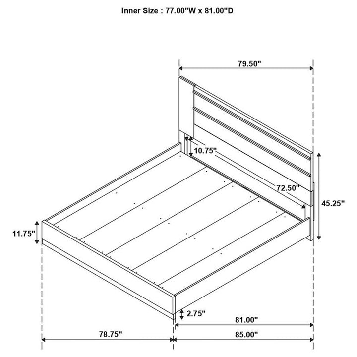 Azalia Rectangular Bed Black and Walnut (224281KE)