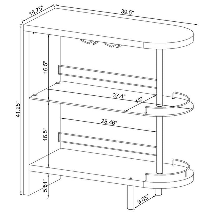 Adolfo 3-tier Bar Table Glossy Black and Clear (101063)