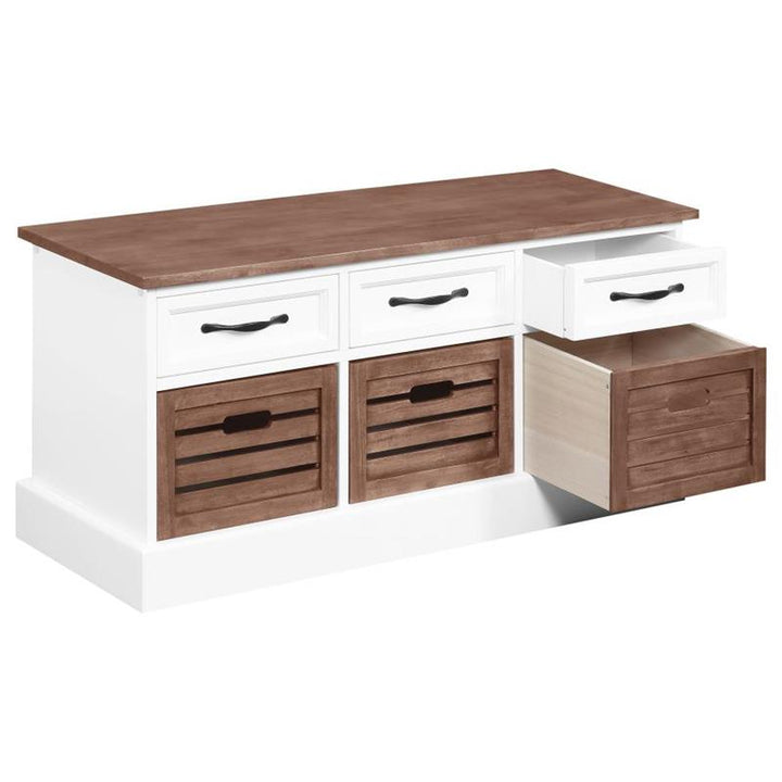 Alma 3-drawer Storage Bench Weathered Brown and White (911196)