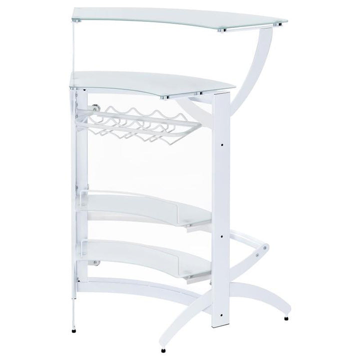Dallas 2-shelf Home Bar White and Frosted Glass (182136)