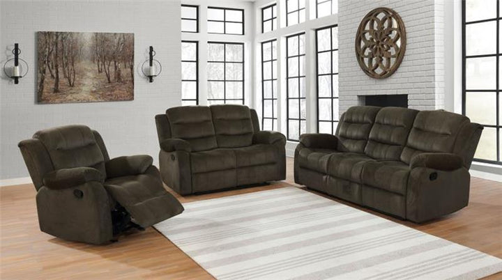 Rodman Upholstered Tufted Living Room Set Olive Brown (601881-S3)